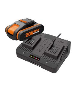 kit power 20+20 con n.2 batterie da 2,0 ah + n.1 carica batteria dual standard